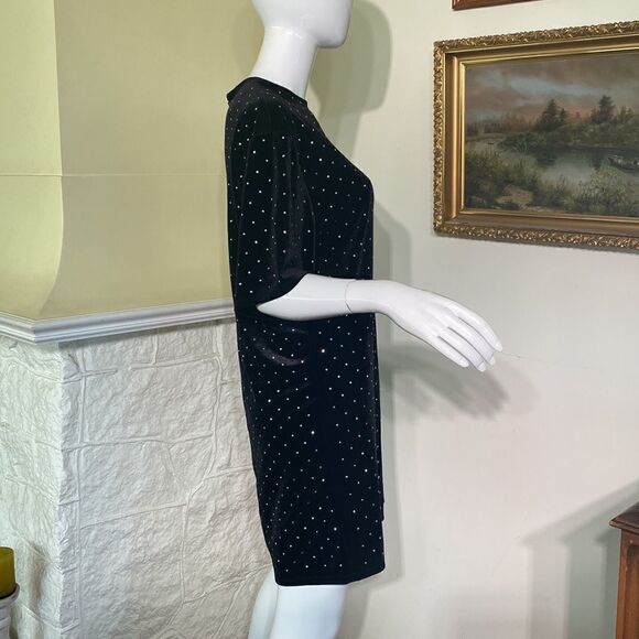 H&M Black Velvet Silver Studded Oversized T-Shirt Mini Dress - Picture 6 of 9